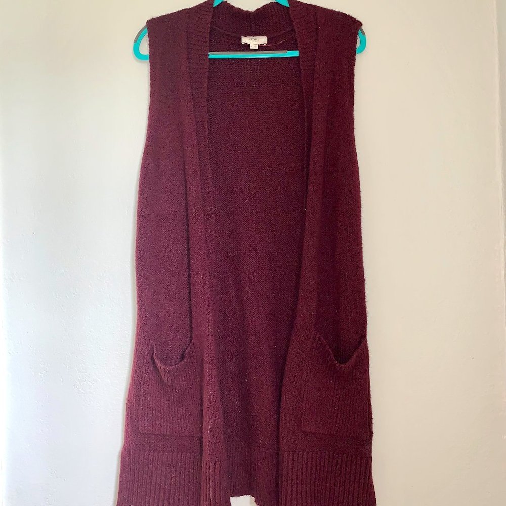 LOFT Maroon Sleeveless Cardigan Size M